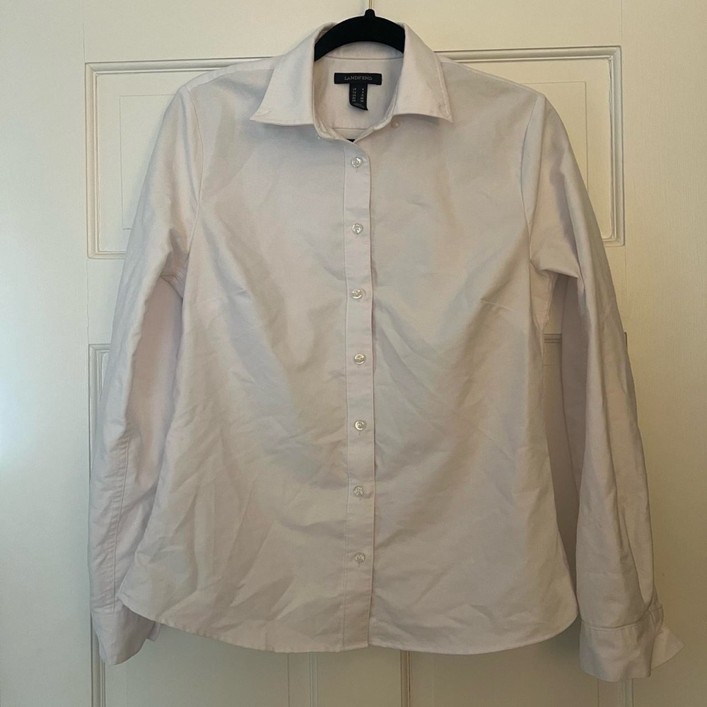 Lands' End White Dress Shirt with Pointed Collar